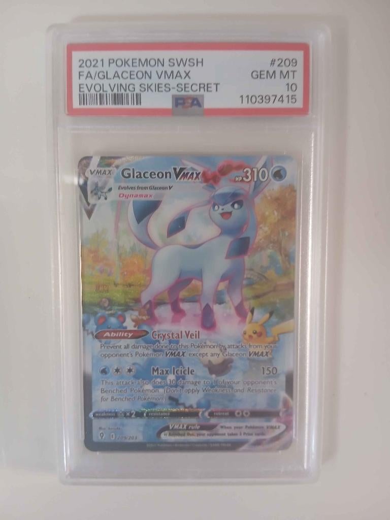 Pokémon Glaceon VMAX PSA 10, Hobby en Vrije tijd, Ophalen of Verzenden, Nieuw, Losse kaart