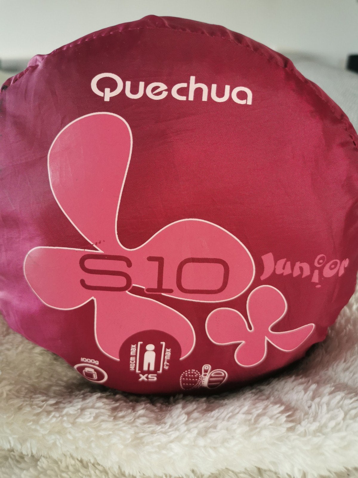 Sac de couchage Quechua S10 Junior XS max 140 cm, Caravanes & Camping, Enlèvement ou Envoi, Utilisé