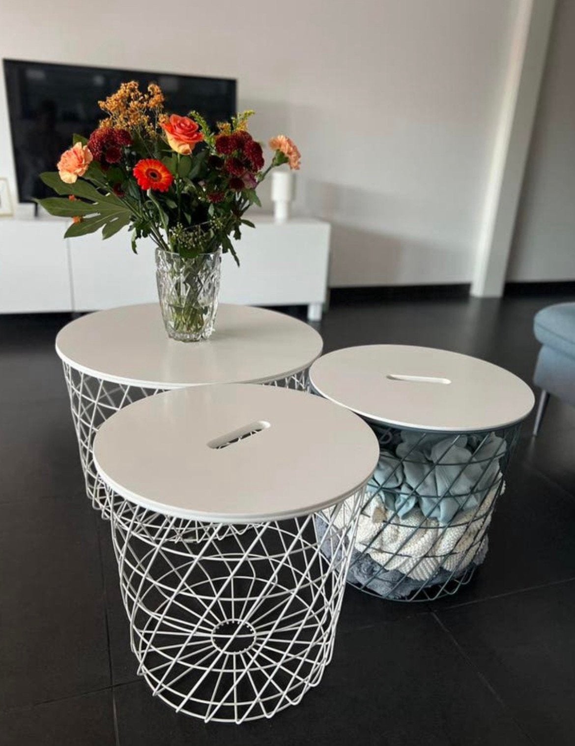 Salontafeltjes Ikea 3 stuks, Maison & Meubles, Enlèvement, Utilisé, Rond, Moins de 45 cm