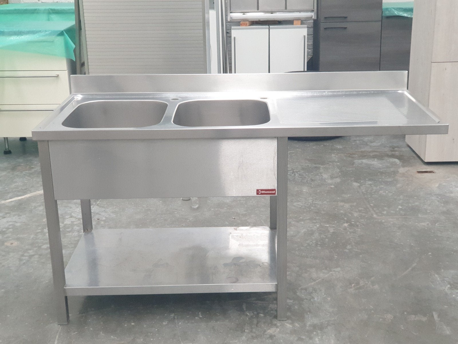 Diamond dubbele wasbak tafel 160 x 70 cm inox, Ophalen