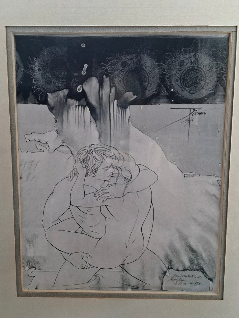 lithographie, Enlèvement, Sous verre, Impression, Figures