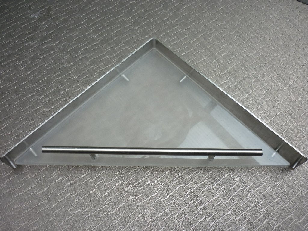 Hoektablet voor badkamer, inox frame en mat plexi draagvlak, Ophalen of Verzenden, Nieuw, Inox