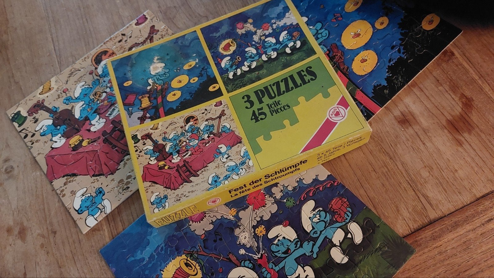 3 Puzzles  Schtroumpfs La fête des Schtroumpfs complets, Ophalen of Verzenden