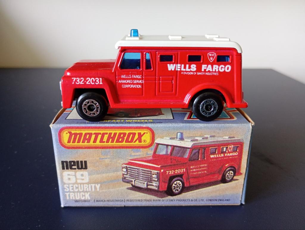 Lesney Matchbox Superfast #69 Security Truck in doosje, Hobby en Vrije tijd, Modelauto's | Overige schalen, Ophalen of Verzenden