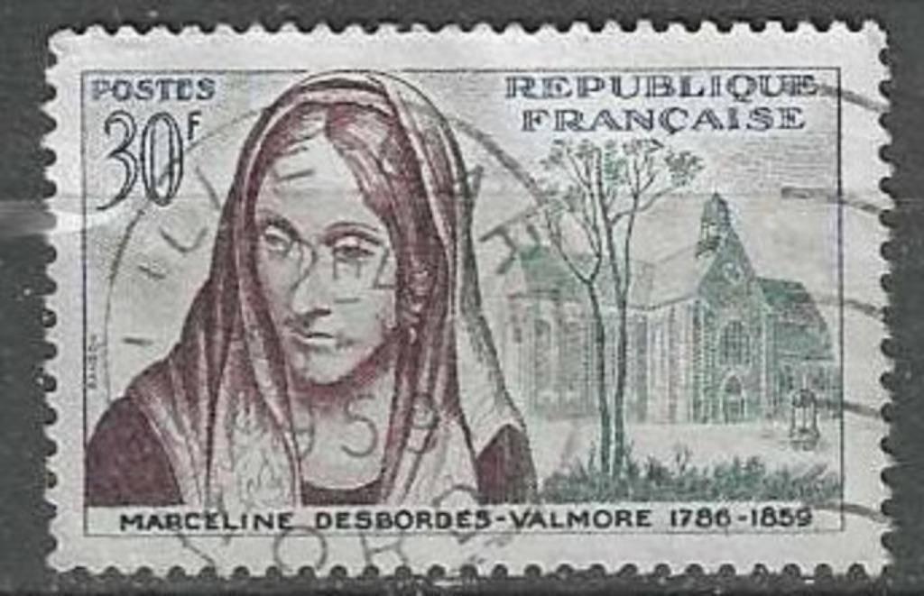 Francia 1959 - Yvert 1214 - Desbordes-Valmore (ST), Envoi, Affranchi