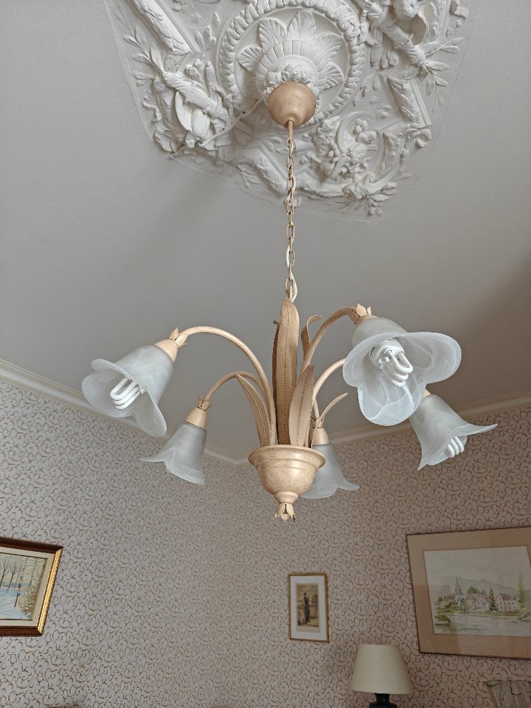 Lustre ancien, Enlèvement, Comme neuf, Verre, E27 (grand)