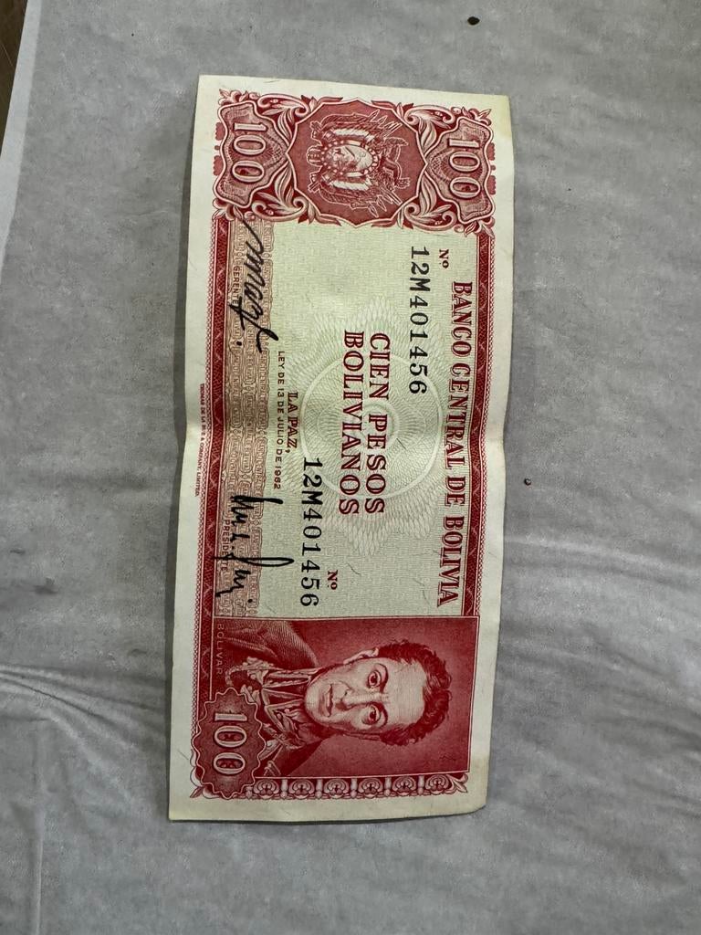 Banka bolivia cien pesos, Postzegels en Munten, Bankbiljetten | Nederland, Ophalen, Los biljet