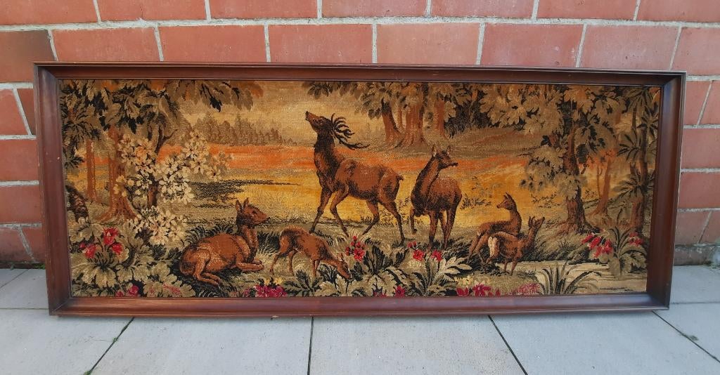 Vintage wandtapijt in houten kader, Ophalen