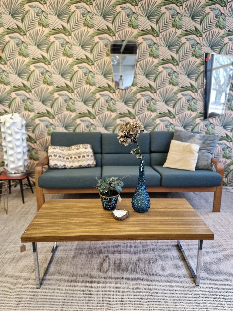 Strakke vintage salontafel met chromen poot 70s, Enlèvement, Utilisé, Vintage