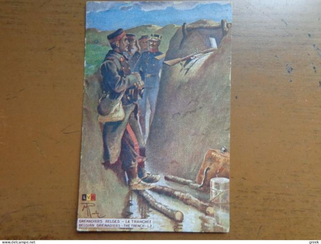 Postkaart Militaria / Grenadiers Belges, la tranchée, Verzamelen, Verzenden, Gelopen, Politiek en Historie