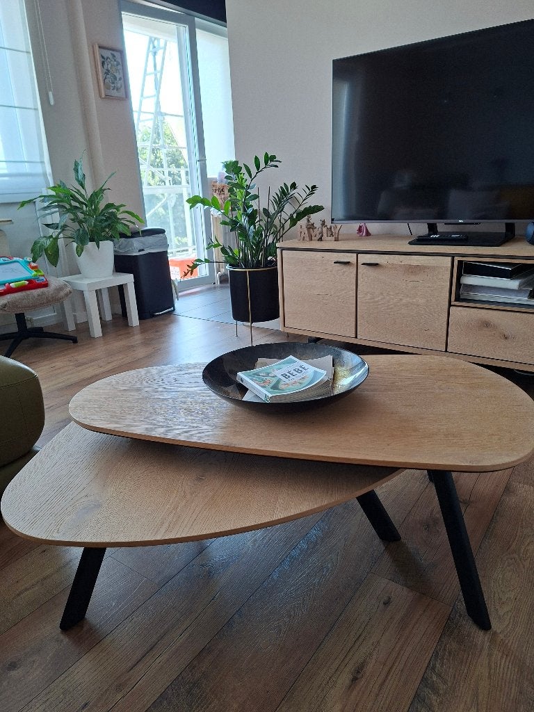 Set de 2 tables basses rondes Livada, Maison & Meubles, 150 à 200 cm, Enlèvement ou Envoi, Rond, Autres essences de bois