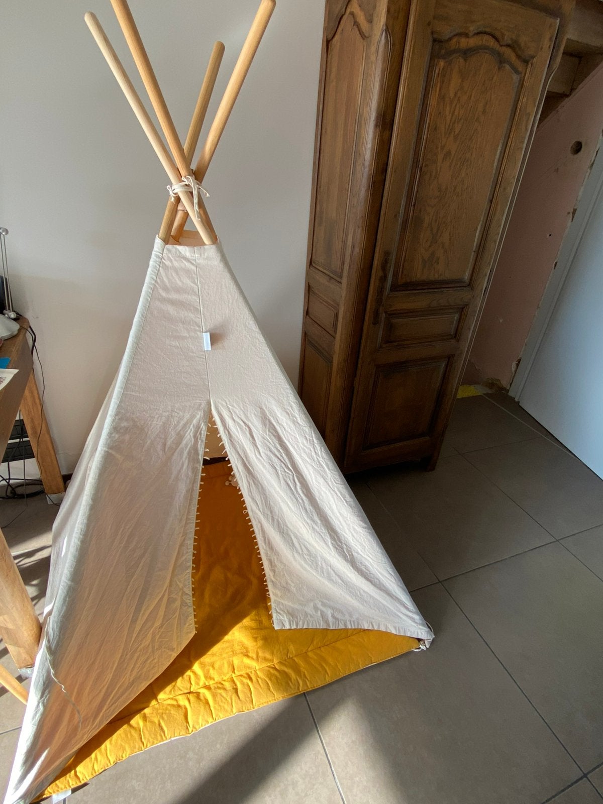 Tipi tent Sowka - beige en okergeel, Ophalen, Gebruikt