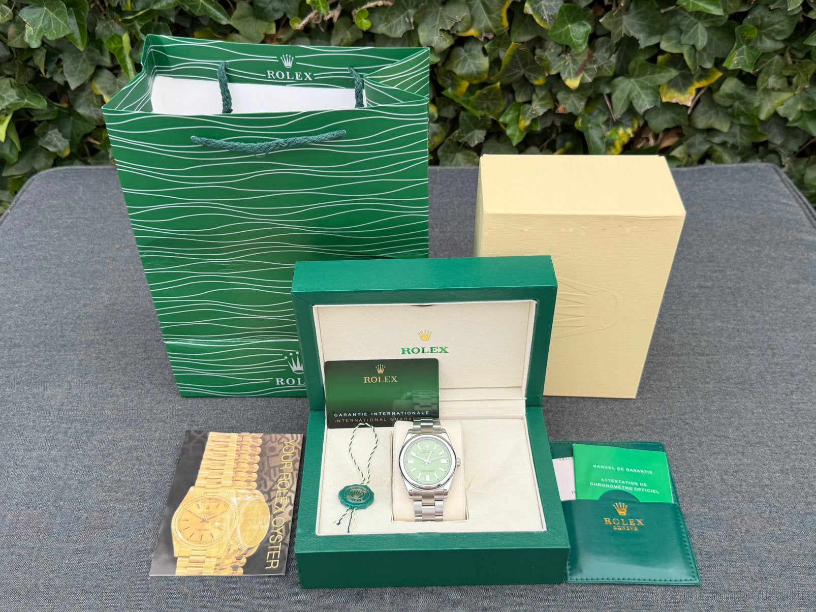 Rolex Oyster Perpetual - green, Staal, Polshorloge, Nieuw, Ophalen of Verzenden
