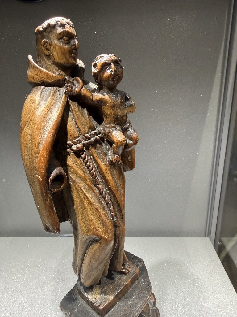 Antiek Houten Beeld Sint Antonius met Kind 30 cm, Ophalen of Verzenden