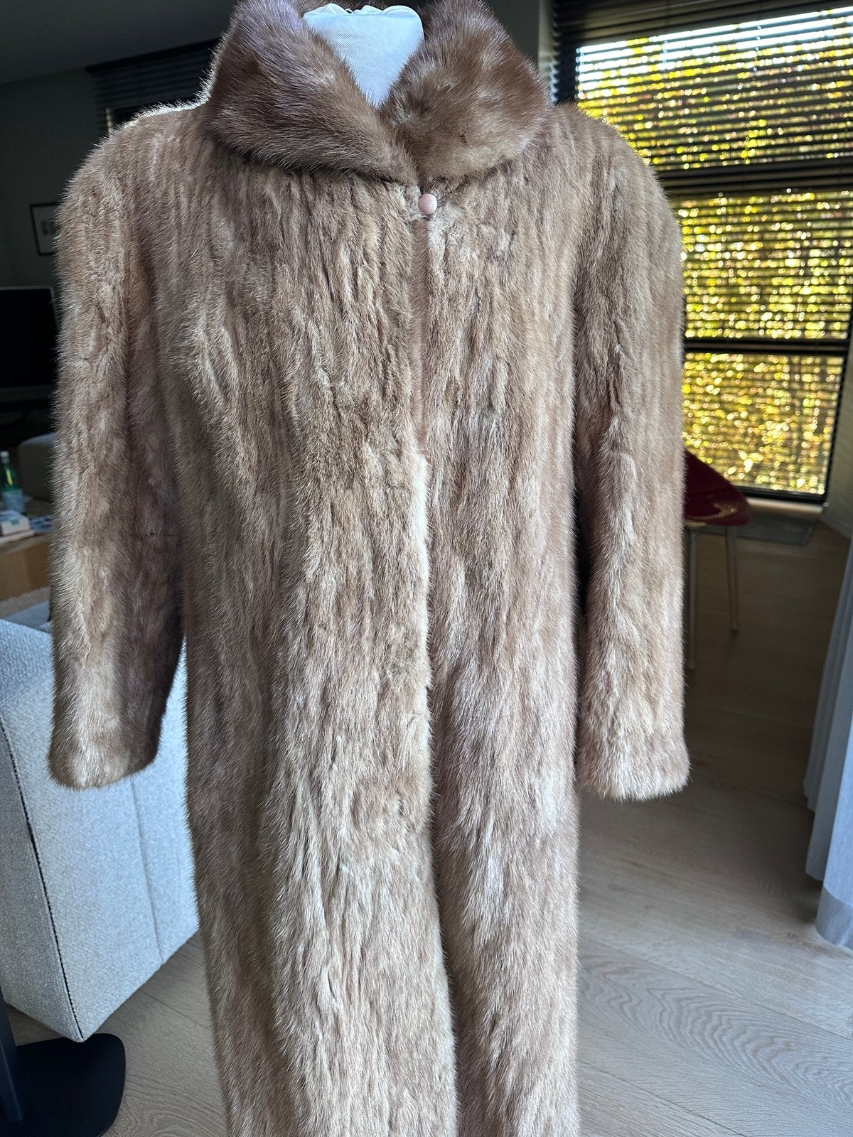 Prachtige vintage nerts bontjas, Ophalen of Verzenden, Gedragen, Maat 36 (S), Beige