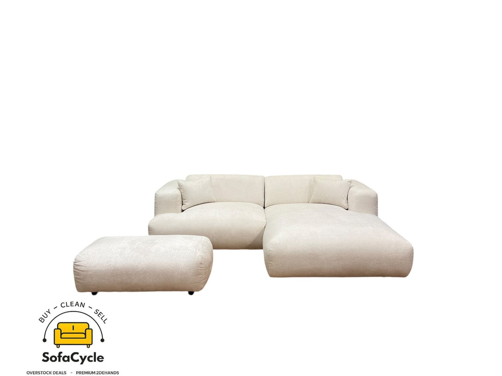 Nieuwe Witte Boucle Hoekzetel - SofaCycle / TOPDEAL, Huis en Inrichting, Ophalen of Verzenden, SofaCycle, Info@sofacycle.be