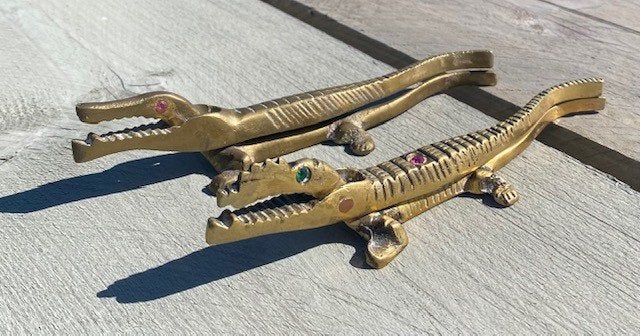 Set van 2 vintage messing krokodillen, Antiek en Kunst, Ophalen