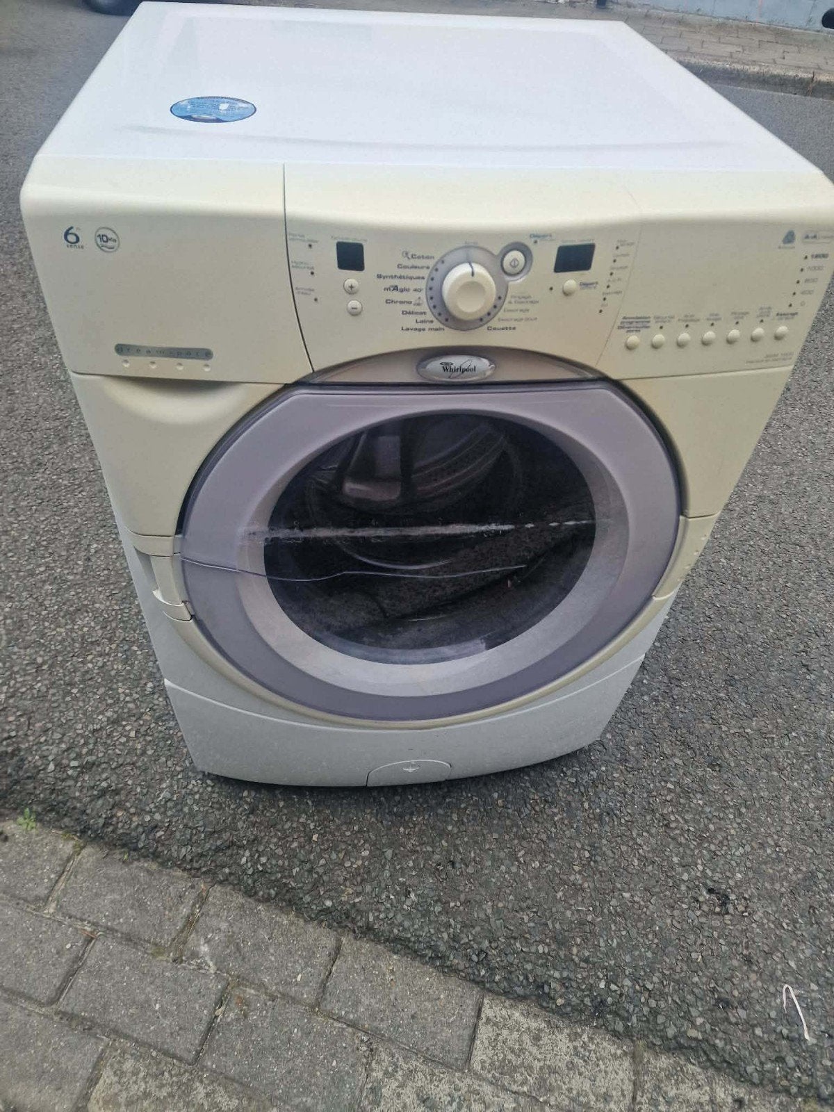machine a laver 10kg A+ whirpool fonctionne bien, 1200 à 1600 tours, Classe énergétique A ou plus économe, 85 à 90 cm, Chargeur frontal