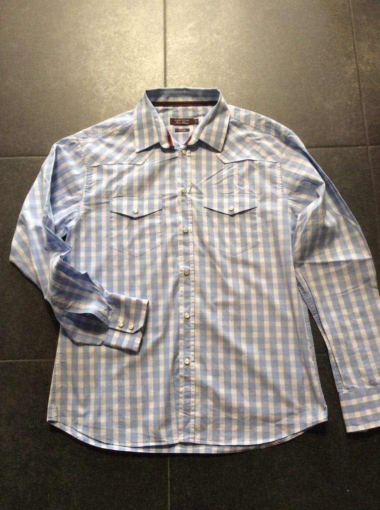 Hemd heren Harry Wilson 41/42, Blauw, Nieuw, Ophalen of Verzenden, Halswijdte 41/42 (L)