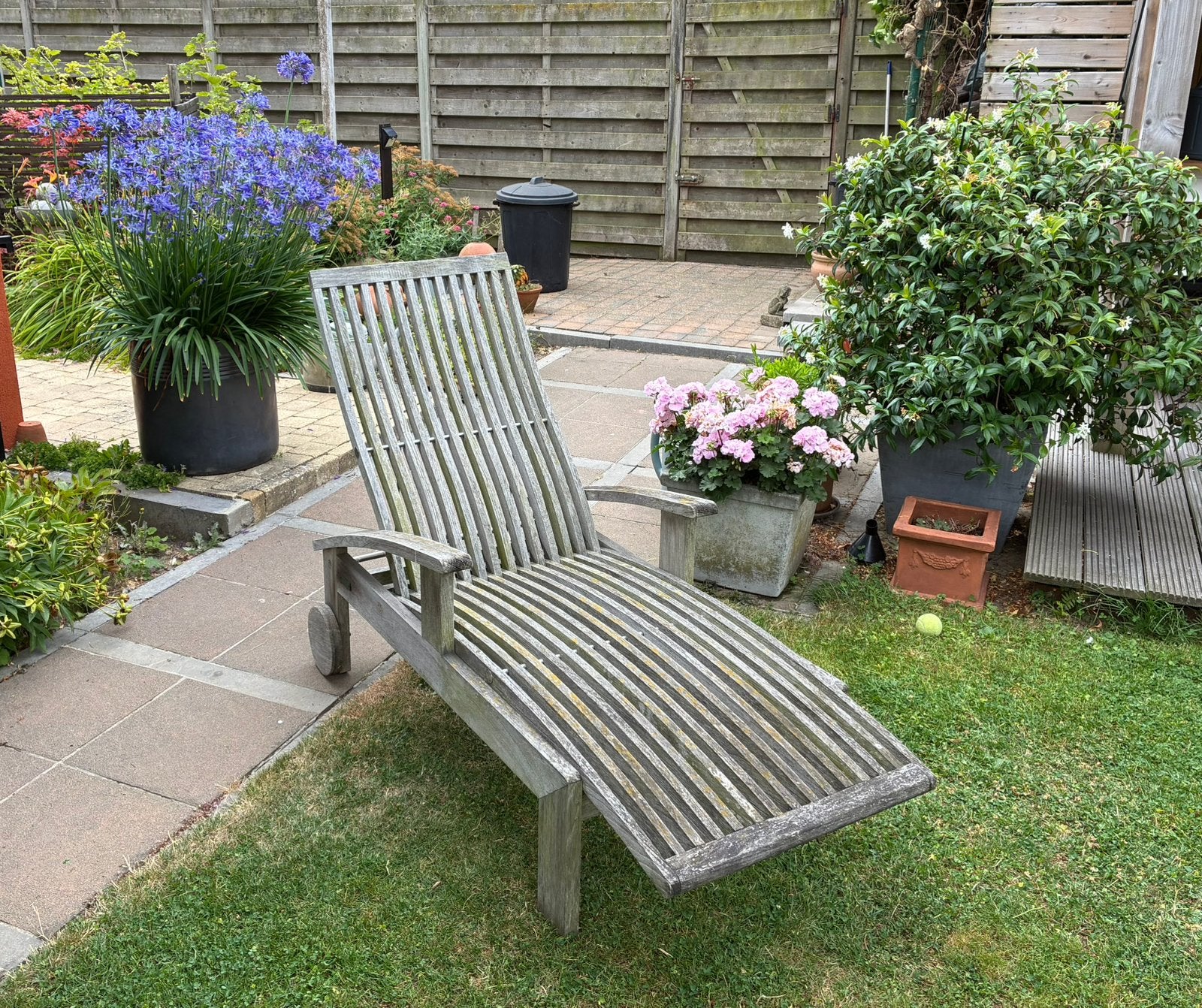 Tuinzetel tribu teak, Tuin en Terras, Ligbedden, Gebruikt, Teakhout, Verstelbaar, Verrijdbaar, Ophalen