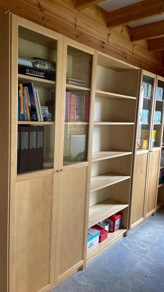 Grote boekenkast, 4 delig, Huis en Inrichting, Ophalen, Gebruikt, Glas