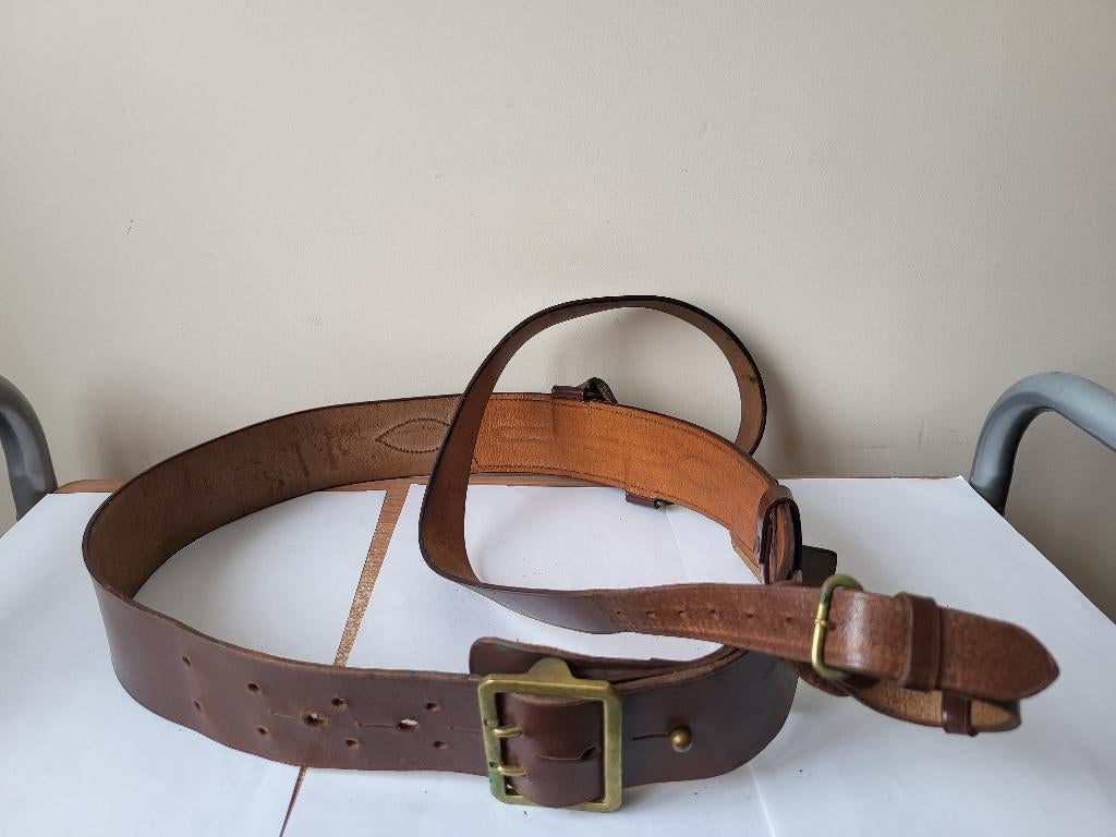 Ceinturon Sam Browne Officier - Cuir & Laiton - WW1/WW2, Collections, Objets militaires | Général, Enlèvement ou Envoi