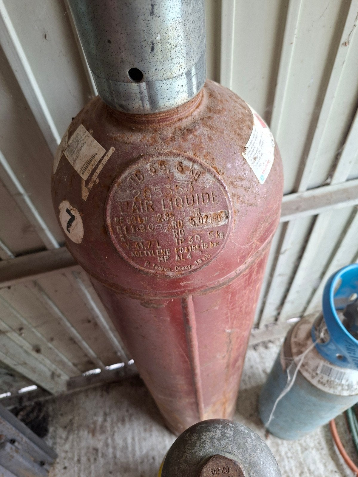 Acetyleen fles snijbrander autogeen lassen air liquide, Ophalen
