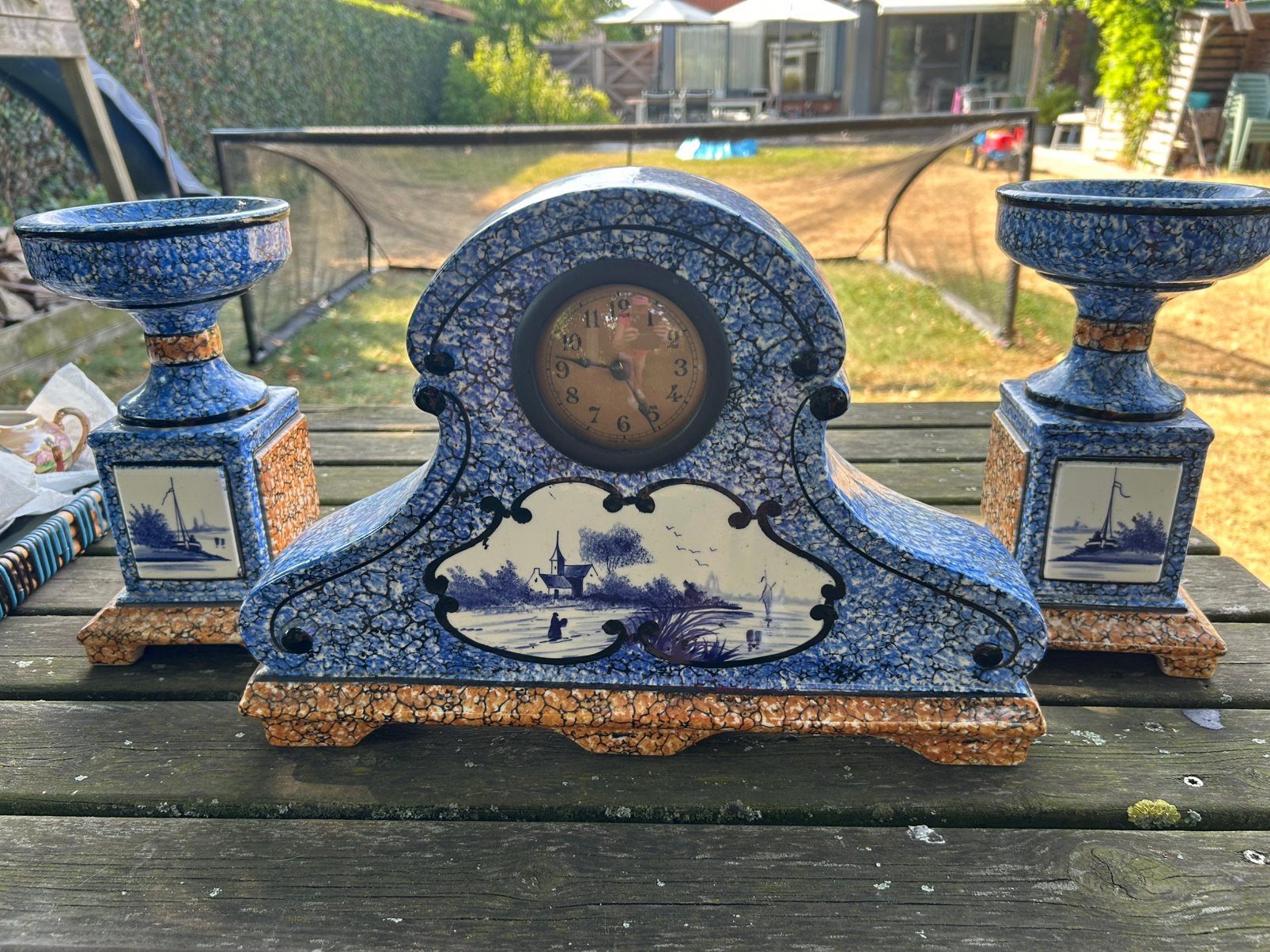Antieke schouwgarnituur Delft, Antiek en Kunst, Antiek | Overige Antiek, Ophalen