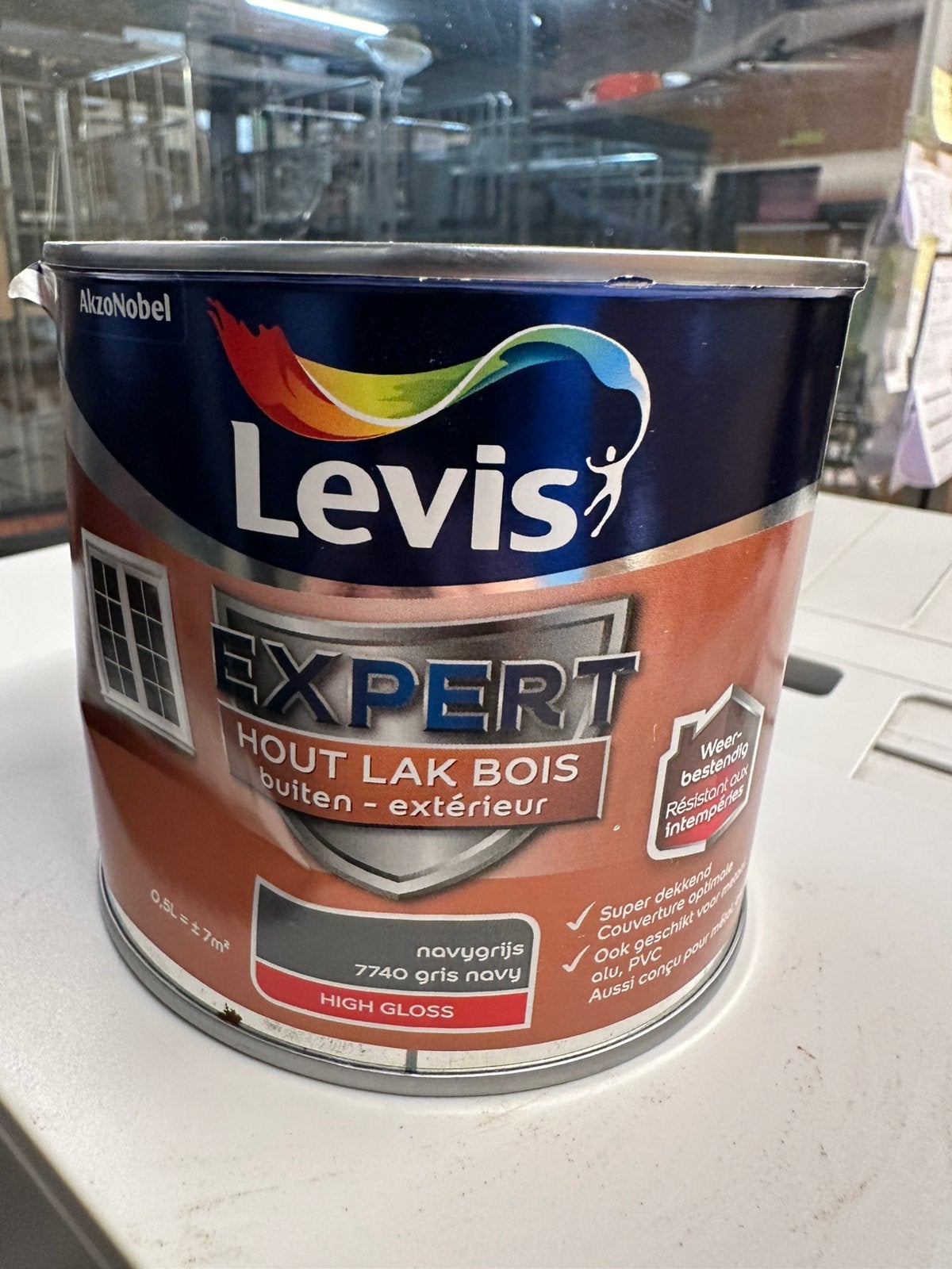 LEVIS EXPERT LAQUE BOIS EXTÉRIEUR – GRIS NAVY 7740 – 0,5 L, Enlèvement, Comme neuf