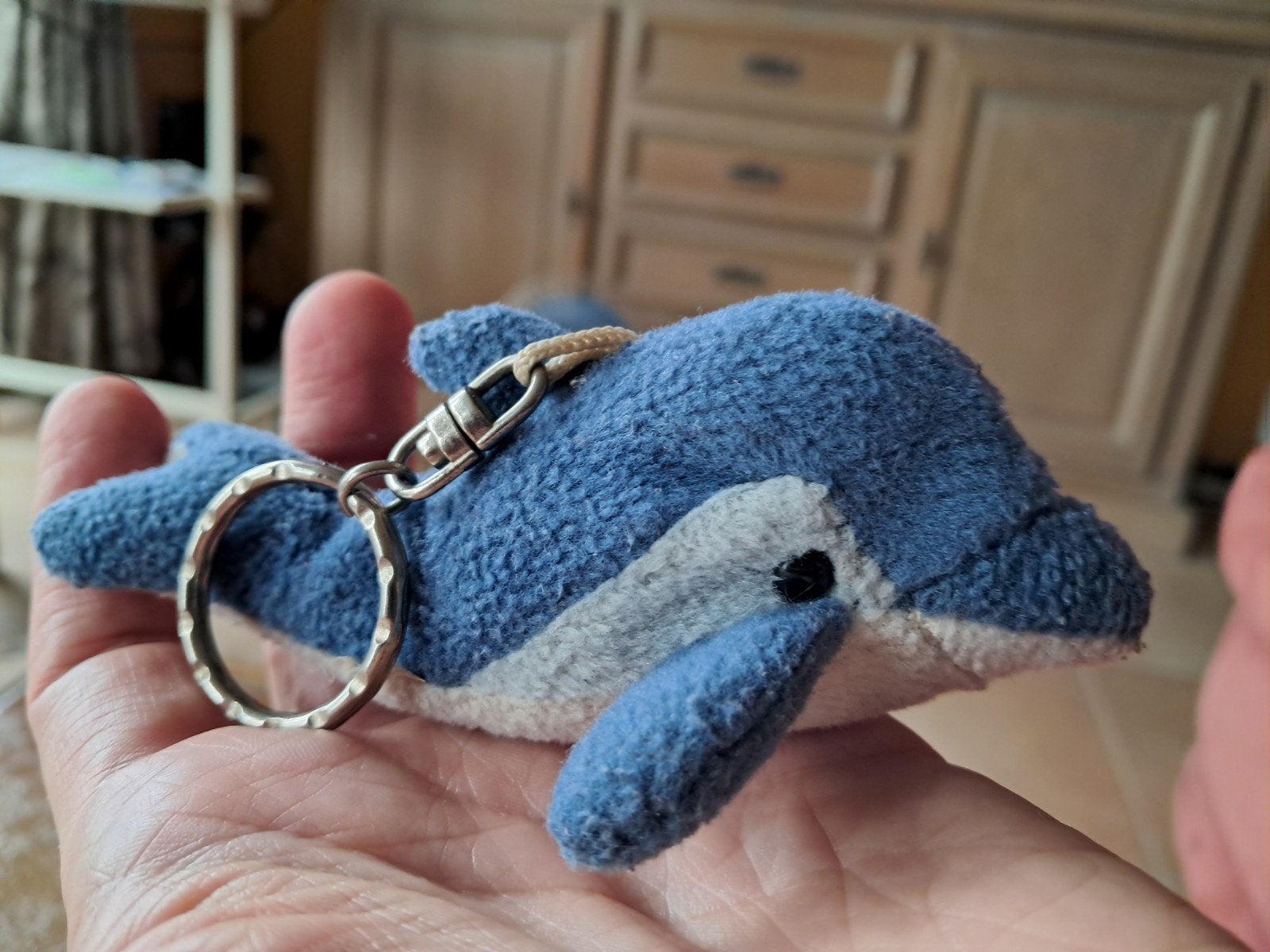 Sleutelhanger van pluche met dolfijn, Ophalen of Verzenden, Gebruikt, Knuffel of Figuurtje