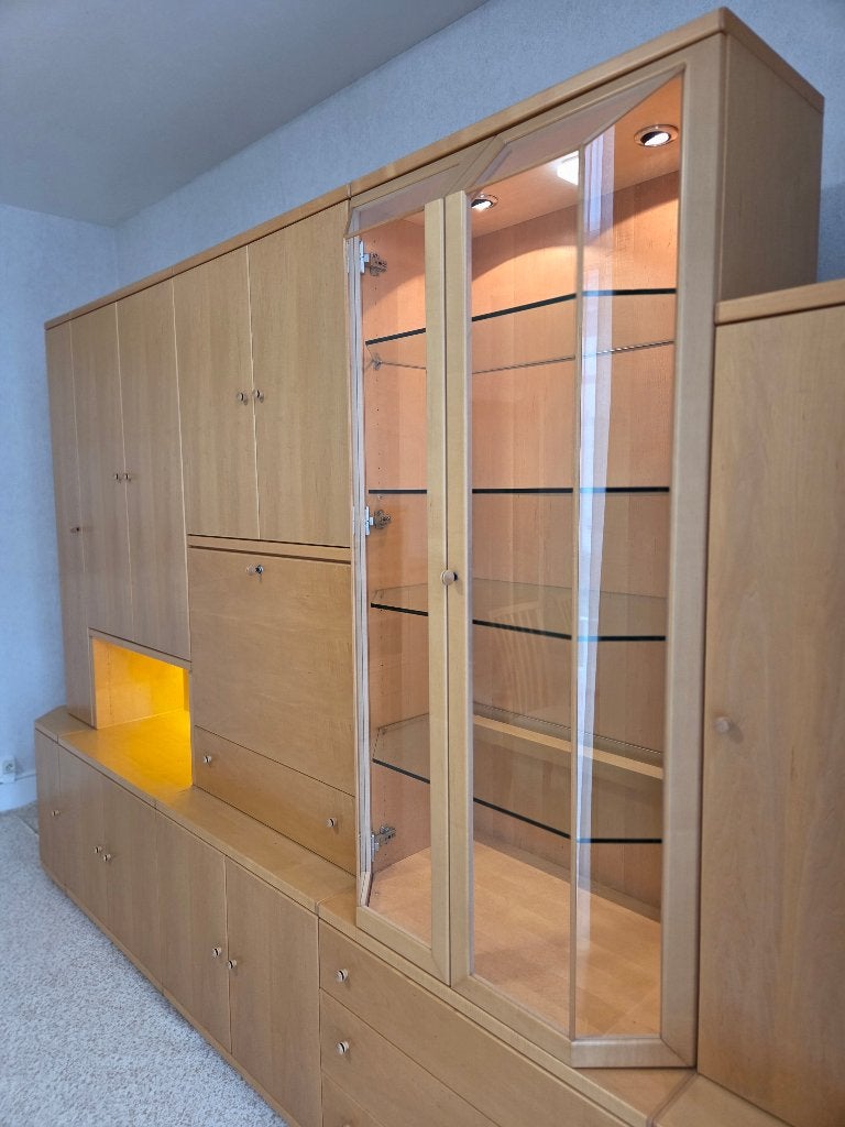 Groot buffet met raam en bar (+verlichting) - Hulsta, Ophalen, 200 cm of meer, Met lade(s), Zo goed als nieuw