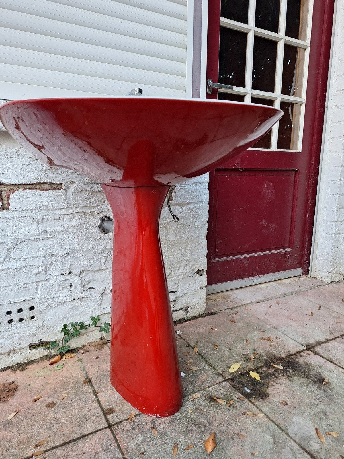 Lavabo Vintage - retro rouge et blanc, Bricolage & Construction, Enlèvement, Utilisé, Lavabo