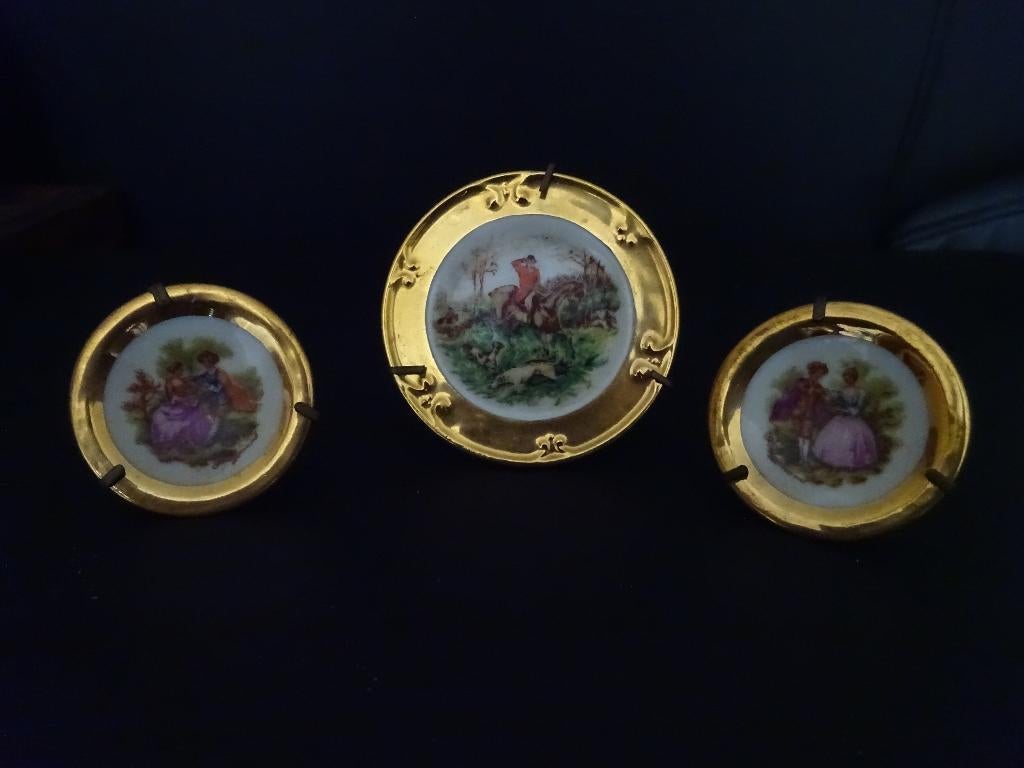 3 miniatuur bordjes van Limoges porselein, Ophalen, Gebruikt