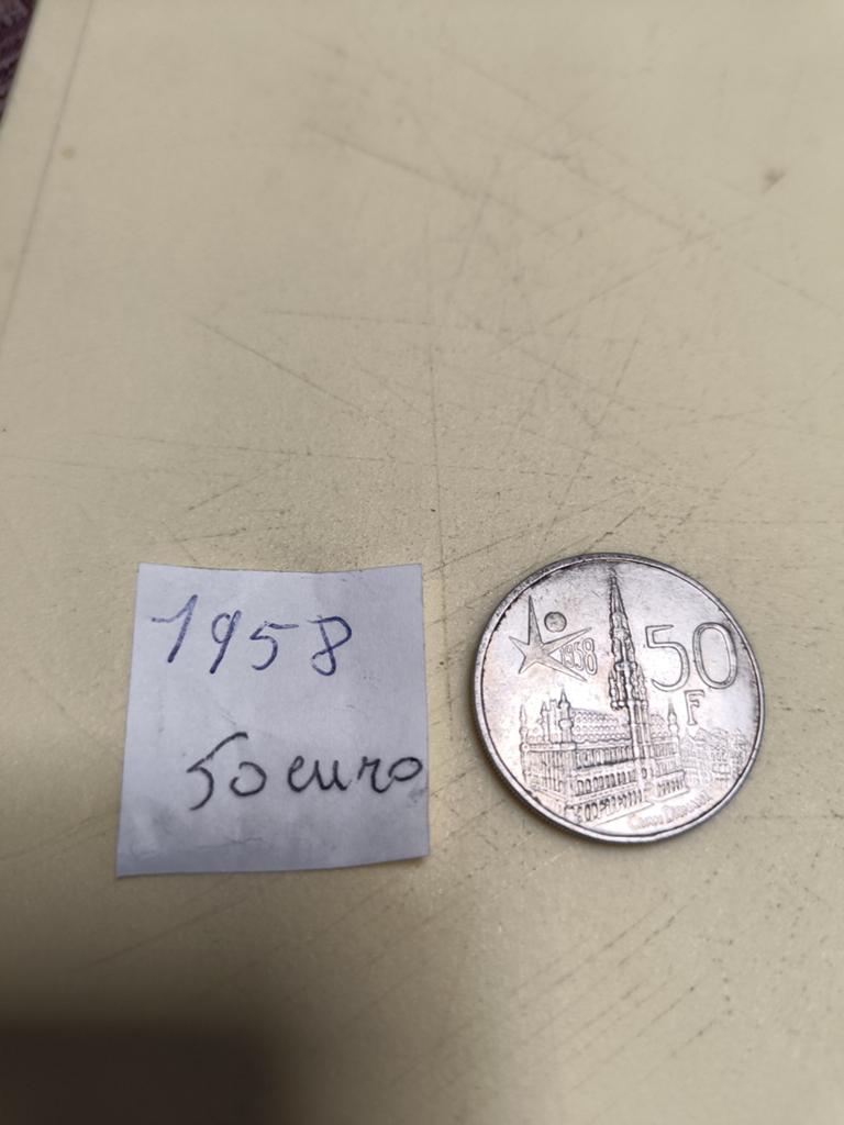 Zilver munt 50 Frank Boudewijn 1958, Postzegels en Munten, Ophalen, Zilver, Zilver