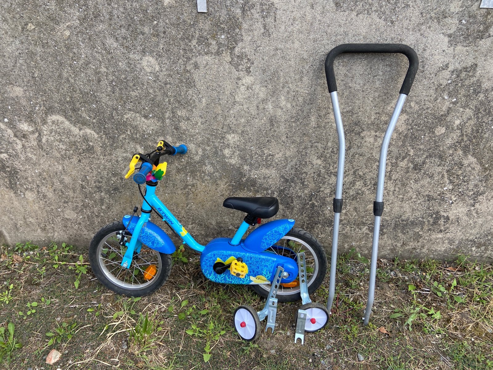 Kinderfiets 14 inch, Ophalen, Zijwieltjes, Gebruikt, Velgrem