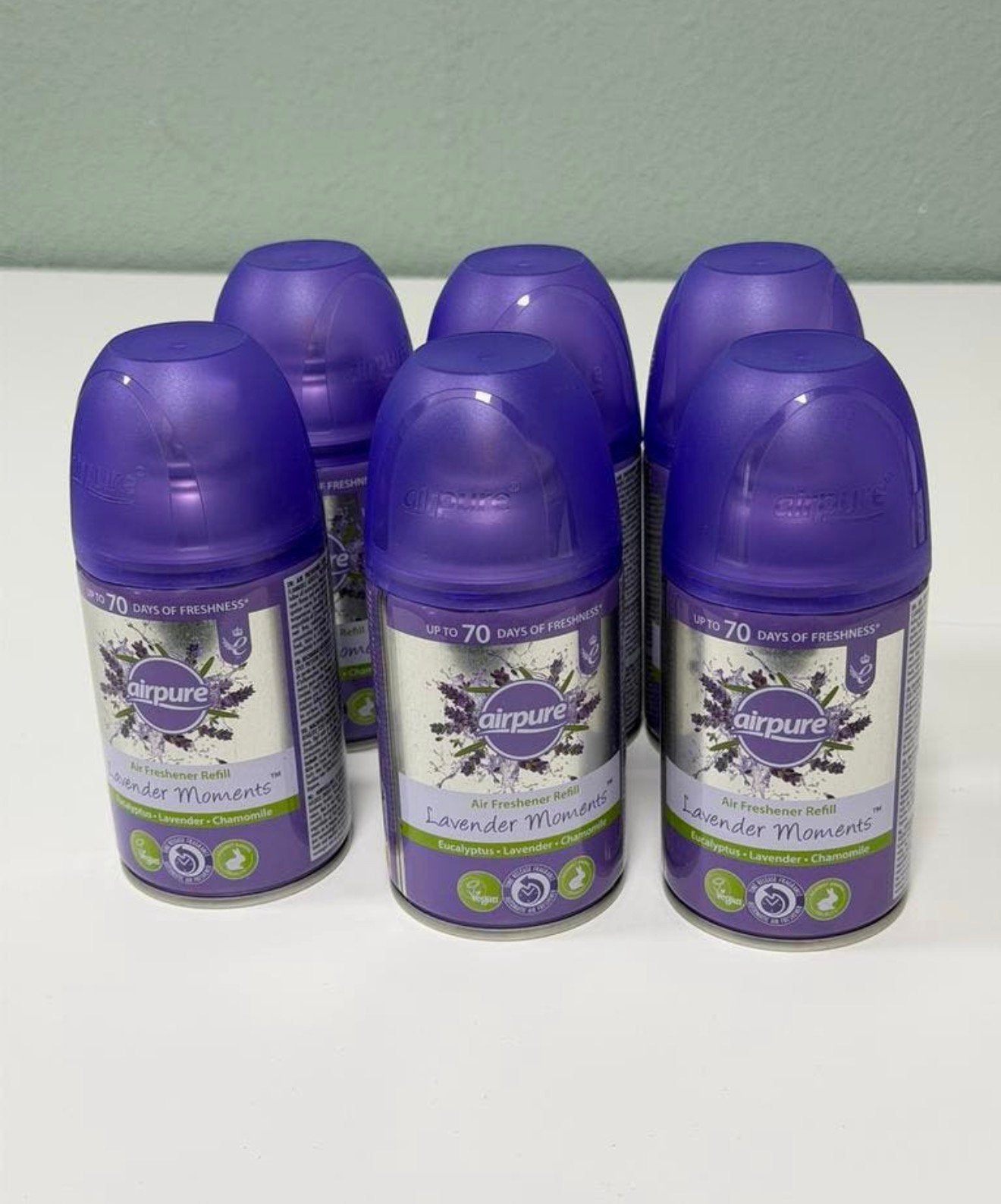 6x PARTIJ Airpure Air-O-Matic Navulling Lavender 250ml Nieuw, Elektronische apparatuur, Luchtbehandelingsapparatuur, Ophalen of Verzenden