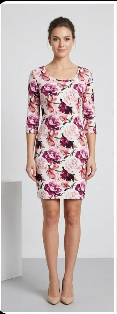 Jurk met roze bloemen van JoliRonde by JBC, mt S, JoliRonde, Ophalen of Verzenden, Nieuw, Maat 36 (S)