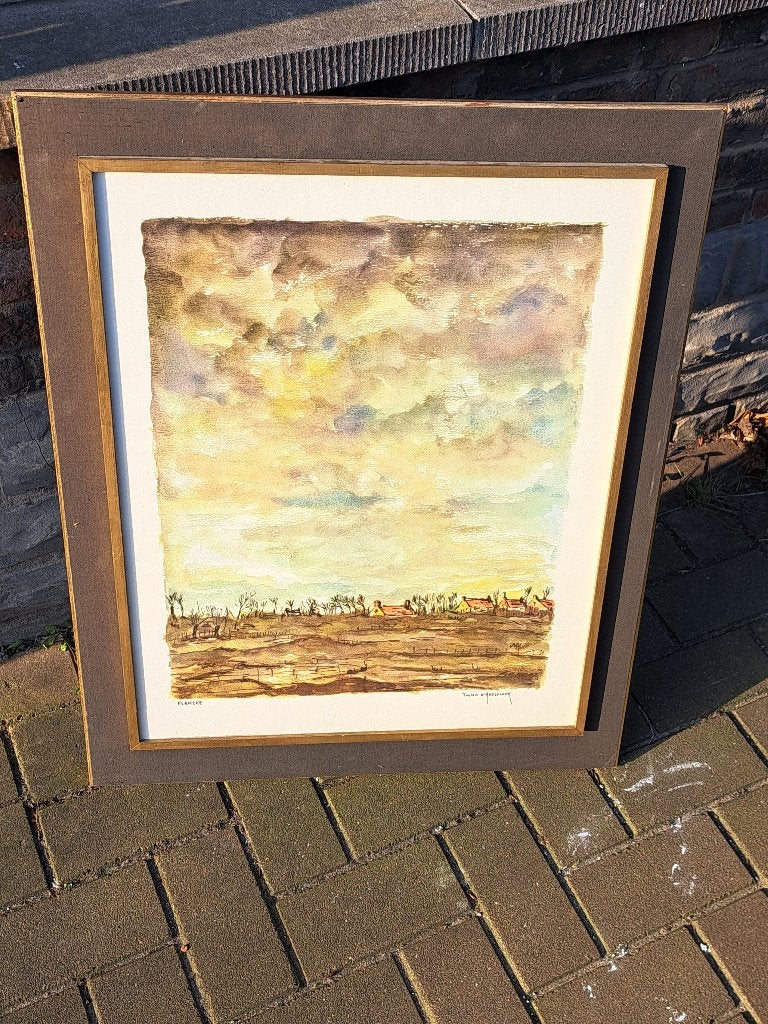 Aquarelle flandez signe julien d haeseleer, Antiquités & Art, Enlèvement ou Envoi