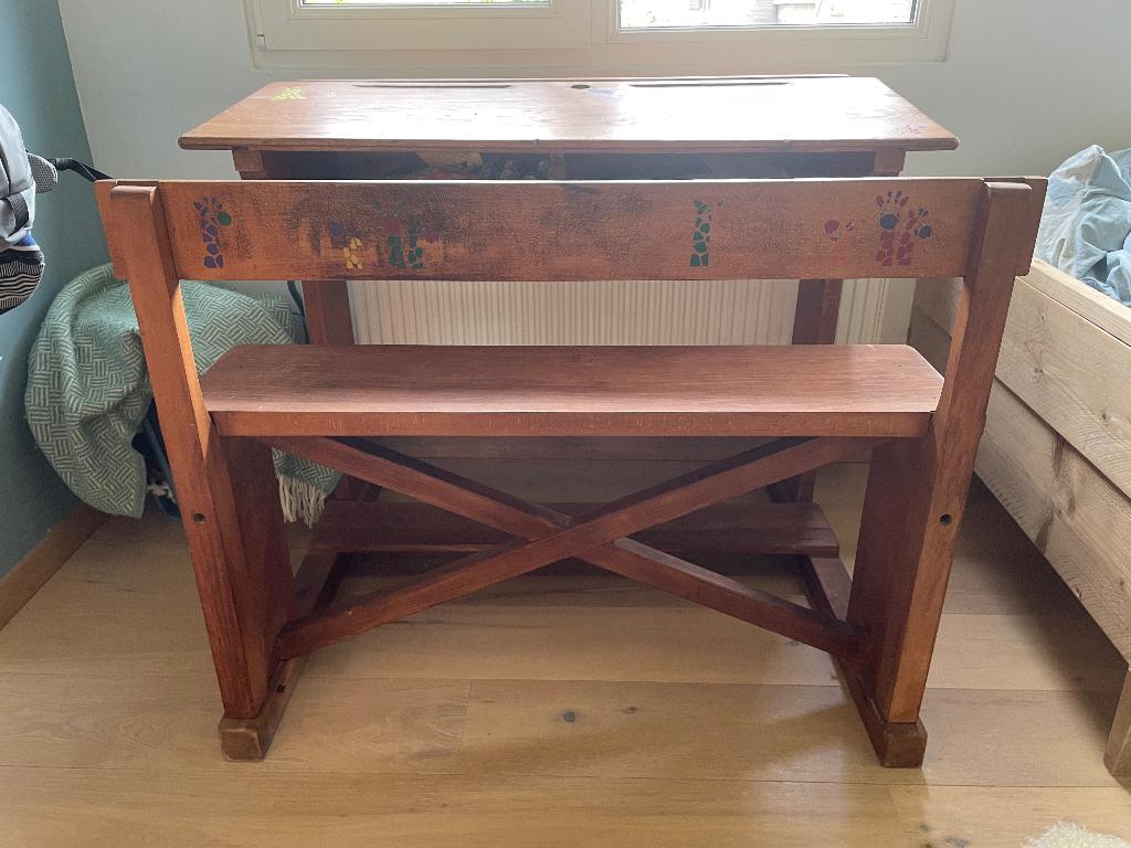 Schoolbank, Huis en Inrichting, Ophalen, Opbergruimte, Hout, 81 cm