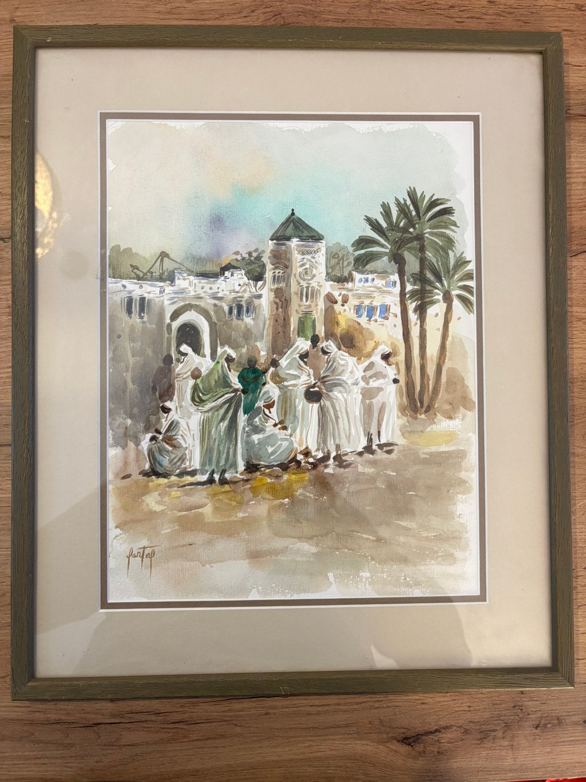 Aquarelle originale orientaliste - Majid FARTAL, Antiquités & Art, Enlèvement ou Envoi, Aquarelle, Papier