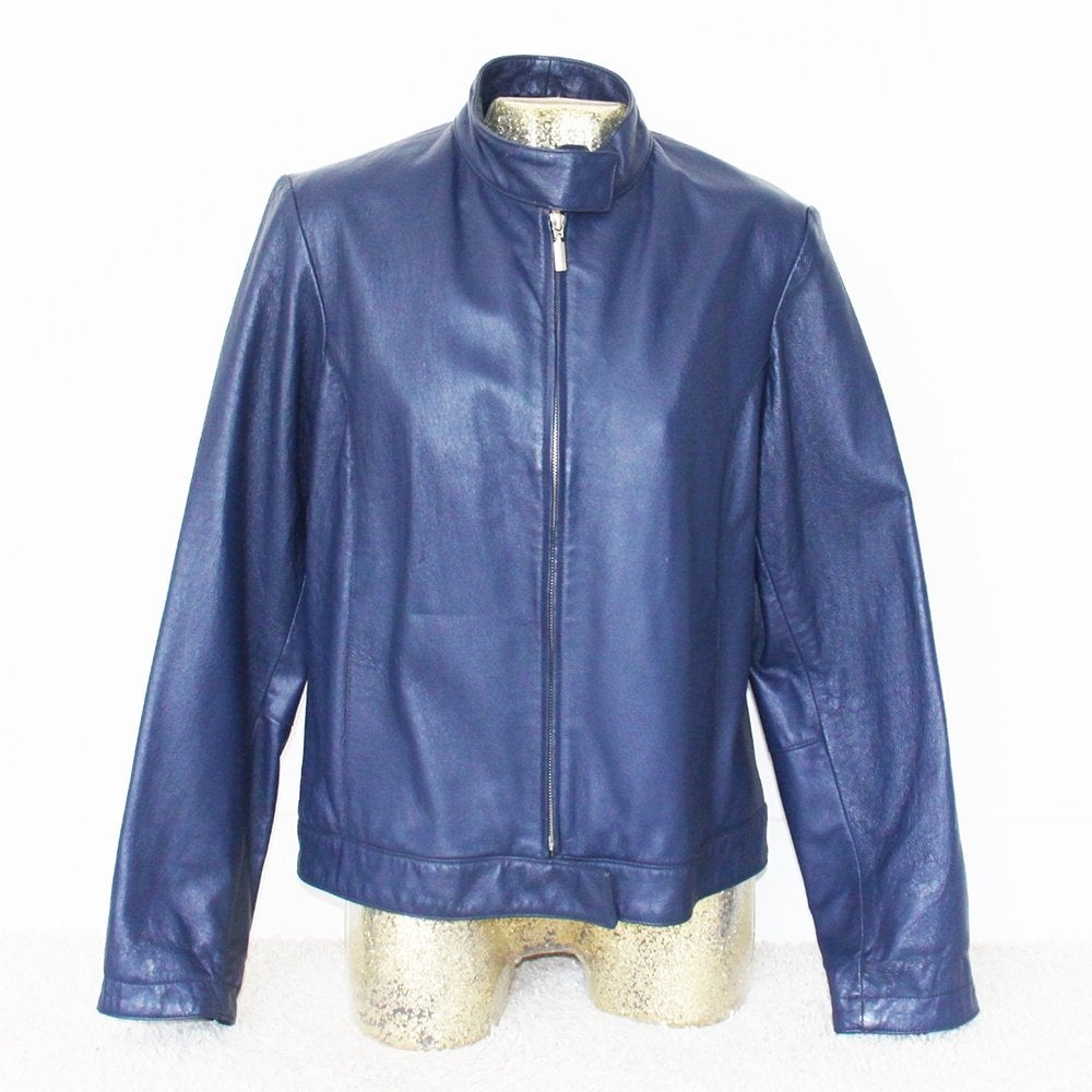 Très belle veste en cuir Cianelli (taille 40) €85, -, Comme neuf, Bleu, Envoi, Taille 38/40 (M)