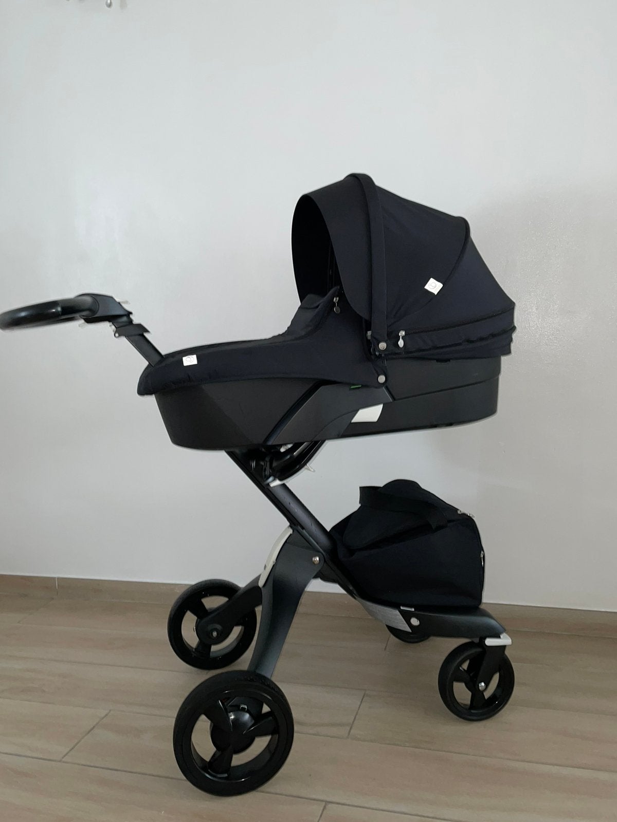 Stokke Xplory Black kinderwagen 3-in-1 Complete Set, Regenhoes, Babygeluk, Ophalen of Verzenden, Zo goed als nieuw