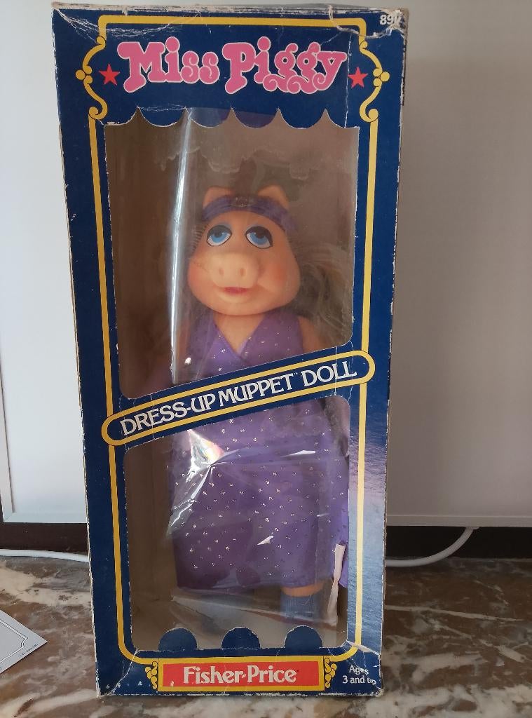Vintage modepop Miss Piggy Fisher Price in originele doos, Ophalen, Gebruikt, Pop