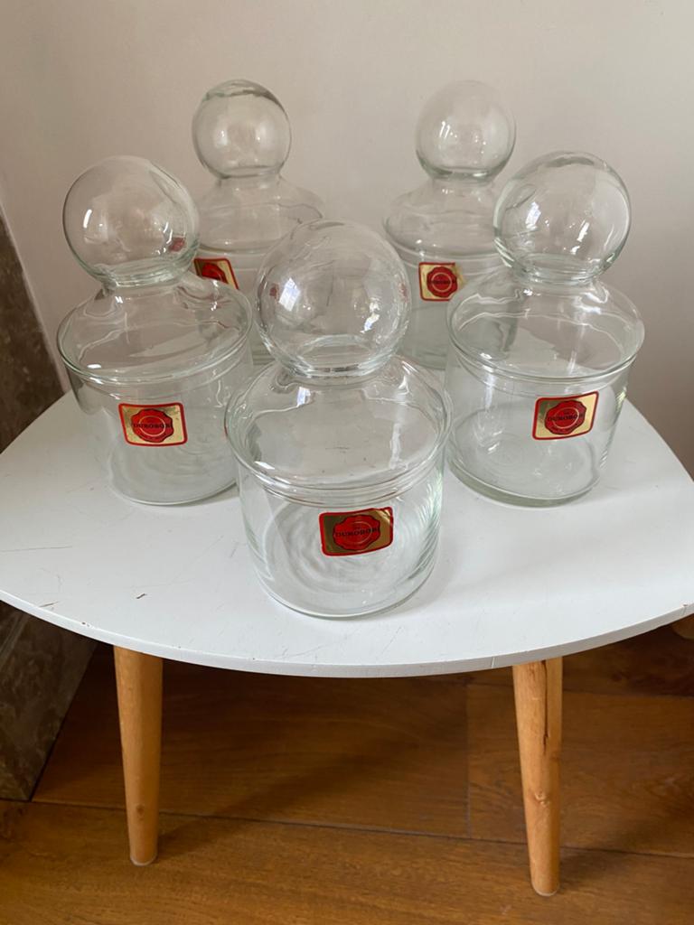 Lit de 5 bonbonnières en verre Durobor, Enlèvement ou Envoi