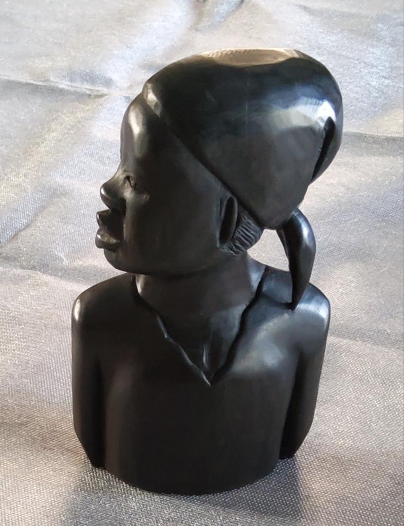 - Afrikaanse ebbenhouten buste - 17 cm, Antiek en Kunst, Ophalen, Afrika, Buste
