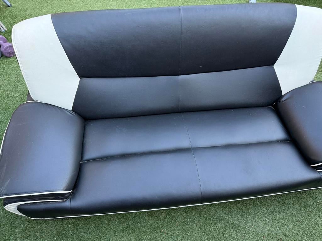 Lederen Driezit, Huis en Inrichting, Ophalen, Beige, 190 cm of minder, Zo goed als nieuw