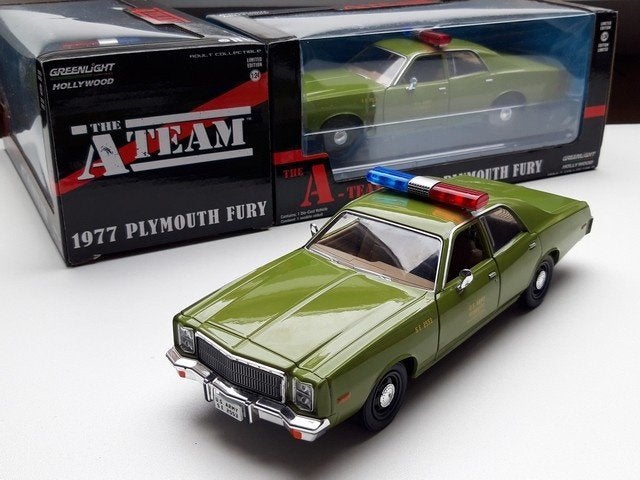 The A-team Police US Army  Plymouth Fury – modelauto 1:24, Hobby & Loisirs créatifs, Envoi, Neuf, Voiture, Autres marques