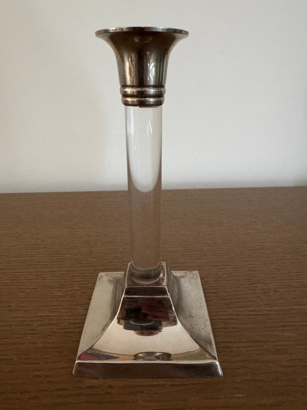 Bougeoir italien années 1960 en plexi et métal argenté 17cm, Maison & Meubles, Accessoires pour la Maison | Autre, Métal, Argent