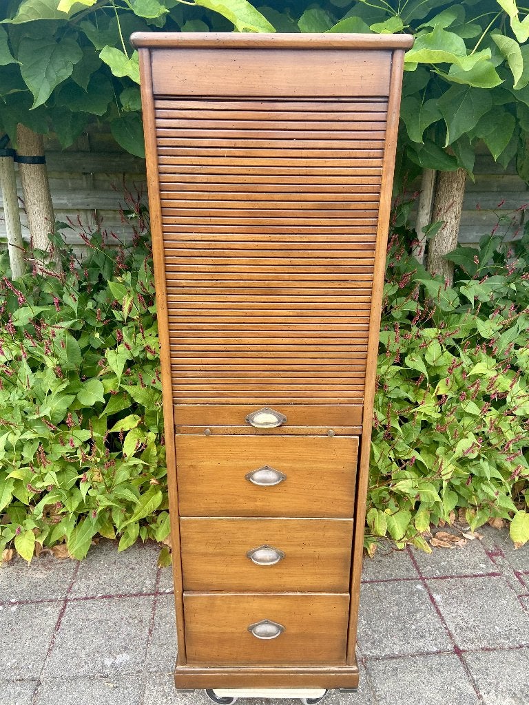 Vintage Kersen houten Rolluikkast + 3 laden uit Frankrijk, Enlèvement
