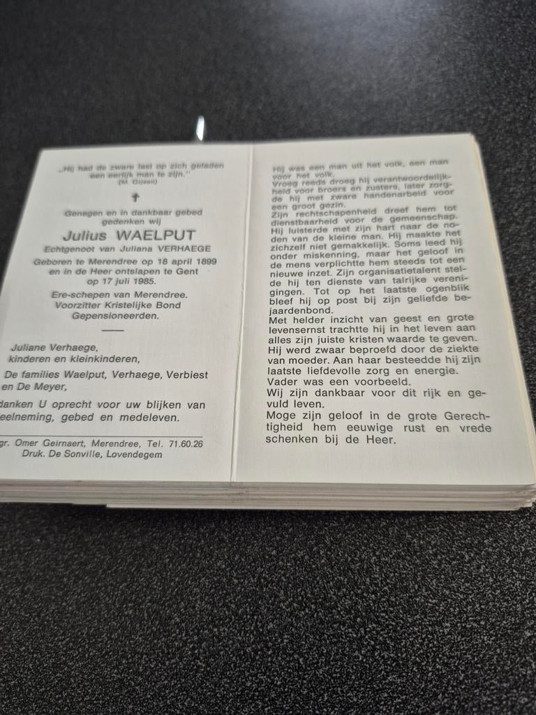 Bidprentjes Merendree, Ophalen of Verzenden